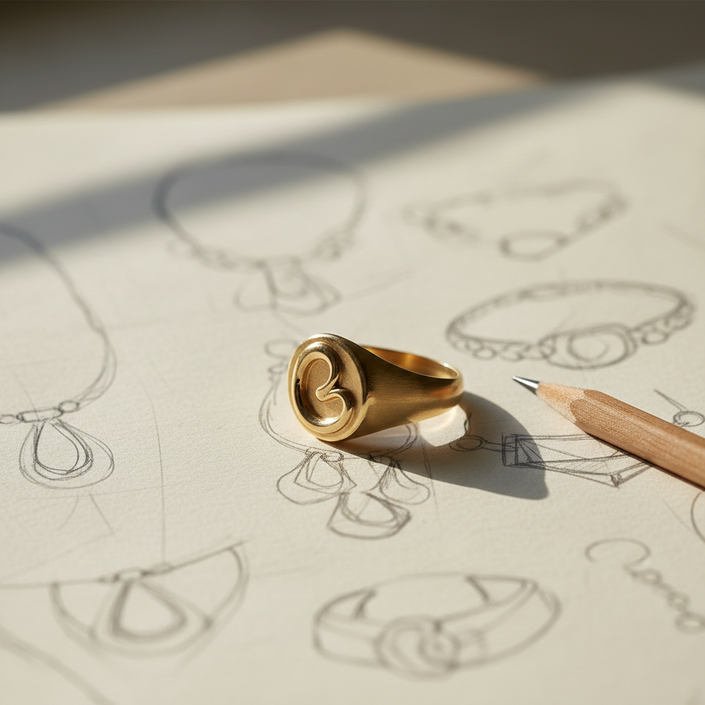 ODM: custom signet ring on sketch drawings