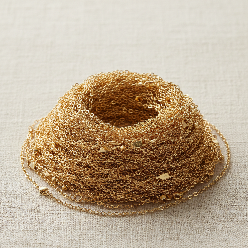 Wholesale: bulk E&Co. gold bracelets coiled together