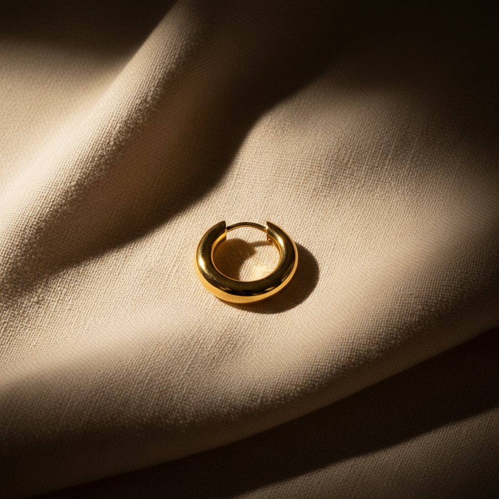 A single perfect gold hoop earring